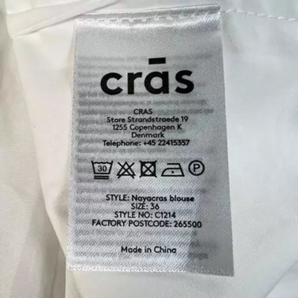 CRAS Denmark Nayacras Women Blouse Ebroidered Collar Shirt Top White size 36 - Picture 8 of 12